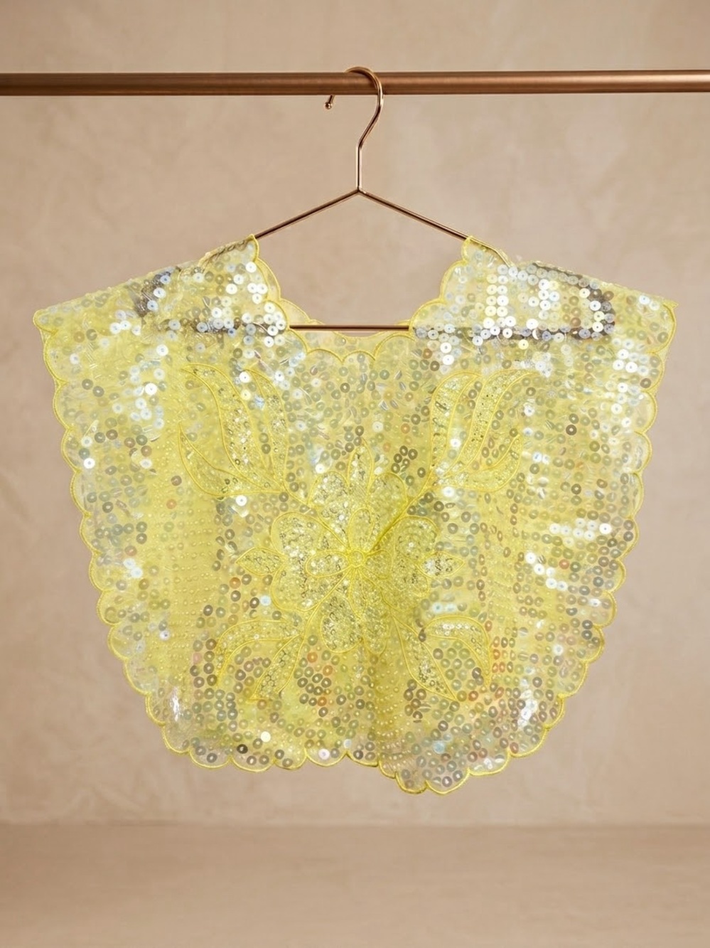Vintage 1960s Iridescent Sequin Butterfly Poncho Capelet | Sheer Organza Topper